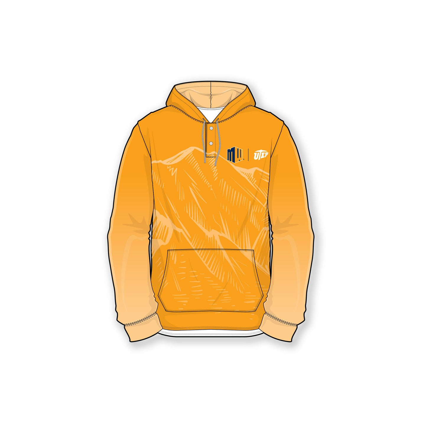 Mountain West UTEP Orange Gradient Mountain Snap Hoodie
